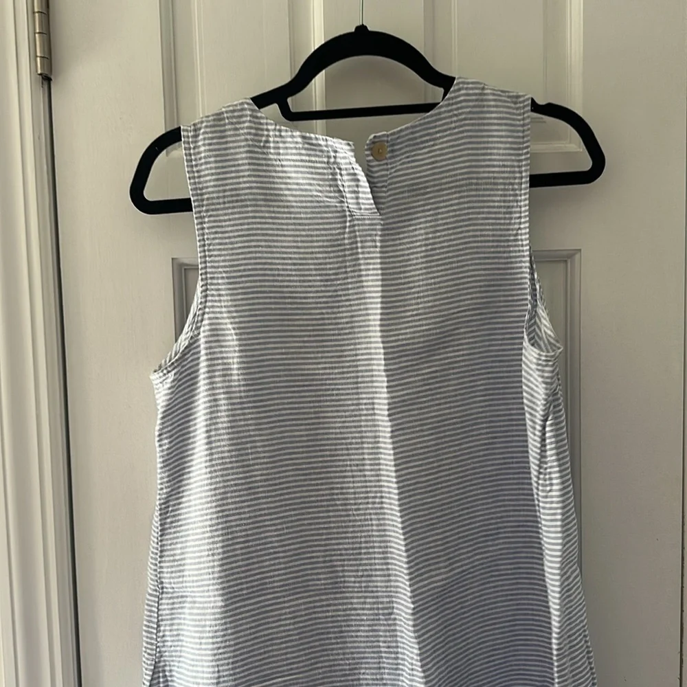 J. Jill Gray Sheath Linen Midi Dress Sleeveless Crew Neck - Picture 5 of 5
